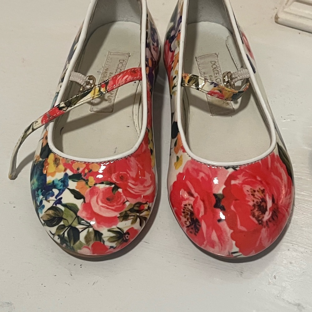 Dolce & Gabbana Floral Mary Jane Shoes - Red and Pink
